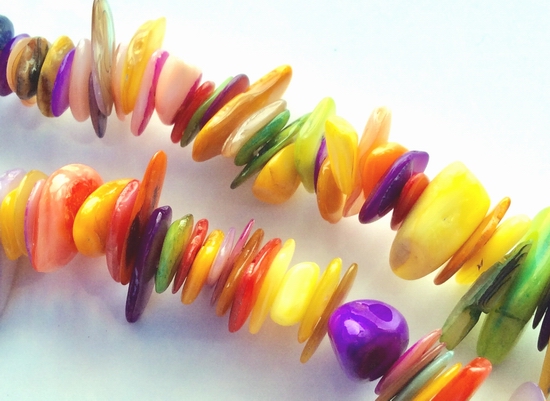 Large Colorful Mother-Of-Pearl Shell Chip Beads