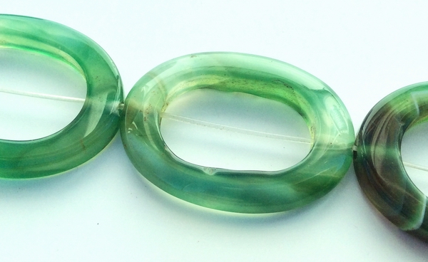 5 Large Green Agate Frame Beads - 39mm x 29mm