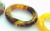 5 Large Green & Yellow Agate Frame Beads - 39mm x 29mm
