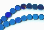 100 Royal Blue Octagonal Hematite Beads