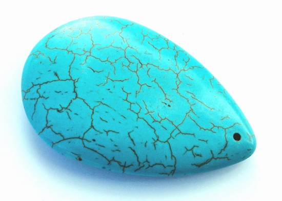 Large Blue Turquoise Flat Teardrop Bead