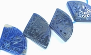 Unusual Carved Sodalite Fan Bead