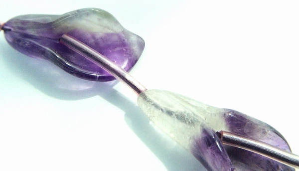 Large Beautifully-Carved Amethyst Callia-Leaf Petal Bead - Unusual!