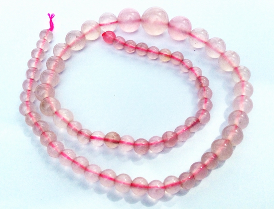 Baby Pink Gradulated 6mm to 14mm Rose Quartz Bead Strand