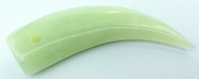 Long Pistachio-Green Jade Horn Pendant - Wicked!