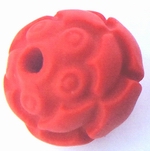 4 Fire-Red Carved 10mm Cinnabar Beads