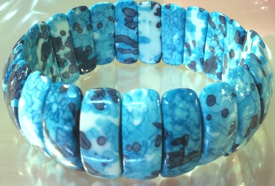 Chunky Aquablue Rainflower Viewing Stone Bracelet