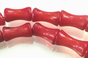 48 Red Coral Hour-Glass Beads - 8mm x 4mm