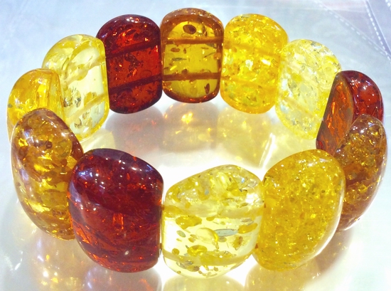 Chunky 3-Tone Amber Cabochon Bracelet