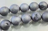 Striking Grey Matte Agate Electroplated 8mm Druzy Beads