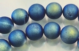 Striking Blue Matte Agate Electroplated 8mm Druzy Beads