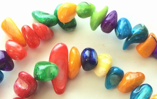 Colorful Rainbow MOP Shell Nugget Beads - Long 30-inch Strand