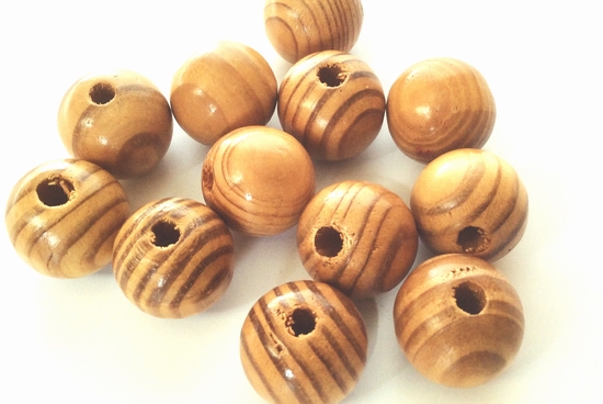 8 Big 18mm Natural Wooden Beads - Large 3mm Hole