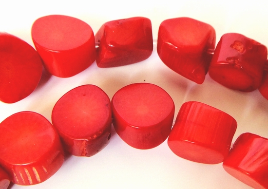 Piller-Box Red Coral Nugget Beads
