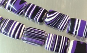 22 Purple, Black & White Striped Zebra Calsilica Pillow Beads