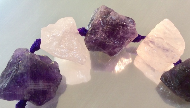 18 Large Rough-Cut Amethyst & Rose Quartz Nuggets - Dramatic & Heavy!