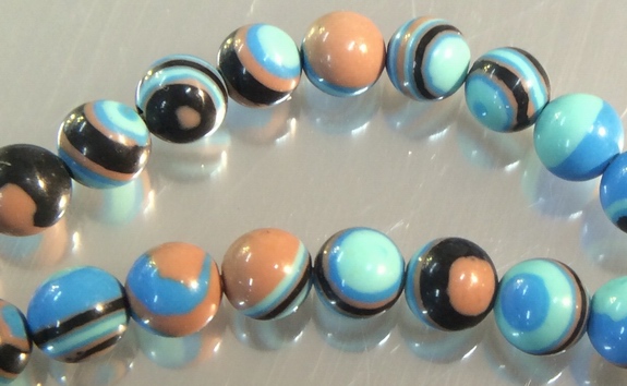 4mm Baby-Blue & Black Striped Calsilica Beads