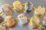 20 Hexagonal Blonde & Grey Crazy Lace Agate Beads