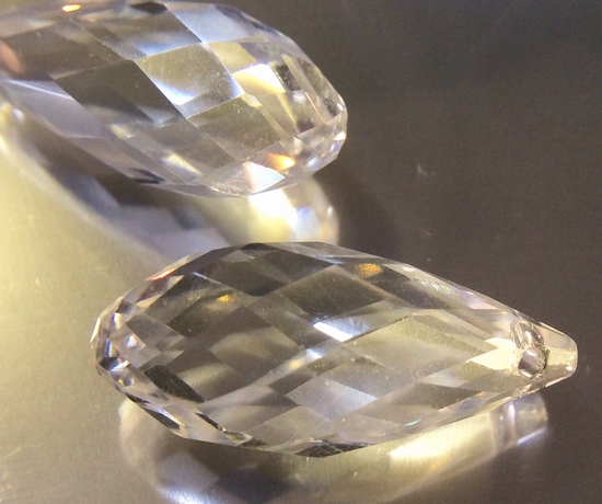 4 Large Faceted Clear Crystal Teardrop Beads - 26mm x 11mm