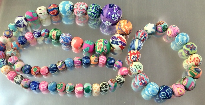 Eye-Catching Colorful Fimo Flower Bracelet & Matching Graduated Necklace