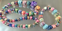 Eye-Catching Colorful Fimo Flower Bracelet & Matching Graduated Necklace
