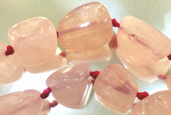 14 Large Salmon-Pink Rose Quartz Nugget Beads - Heavy!