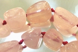 14 Large Salmon-Pink Rose Quartz Nugget Beads - Heavy!