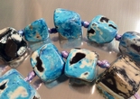 20 Gleaming Blue Agate Nugget Beads - Large 18mm x 14mm