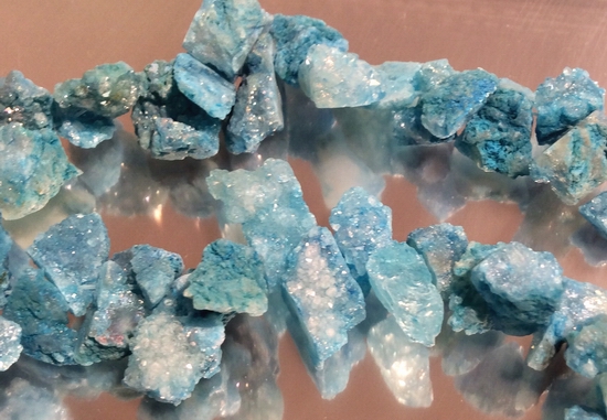 70 Neon-Blue Matte Druzy Agate Fancy-Drop Beads