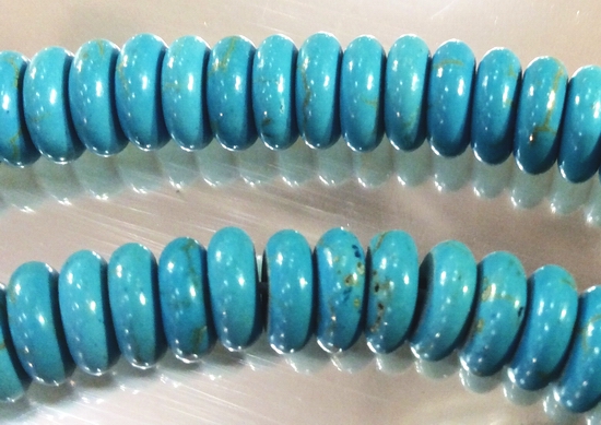 124 Tiffany-Blue 8mm Howlite Rondelle Beads