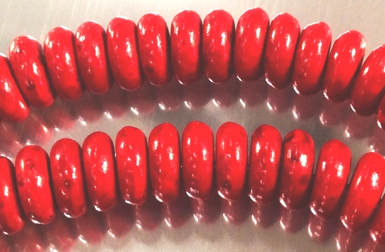 124 Fire-Engine Red 8mm Howlite Rondelle Beads