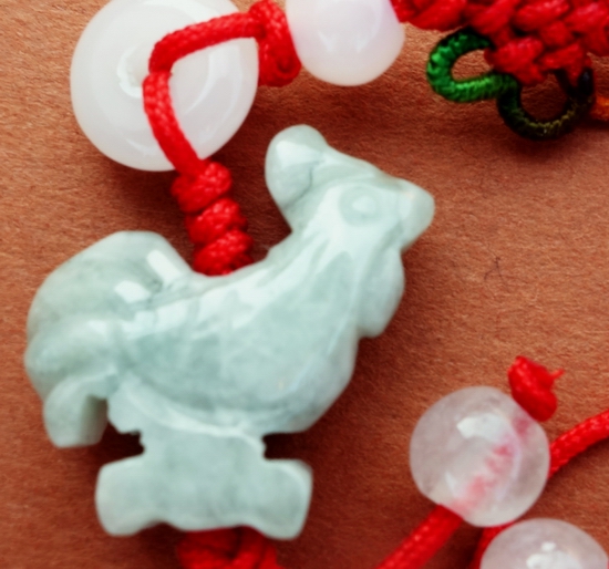 Lucky Chinese Jade Year of the Rooster Pendant