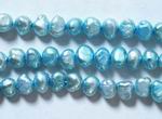 Glittering Aqua-Blue Biwa Pearl Strand