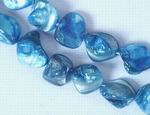 Unusual AquaBlue Mother-of-Pearl Nugget Bead Strand