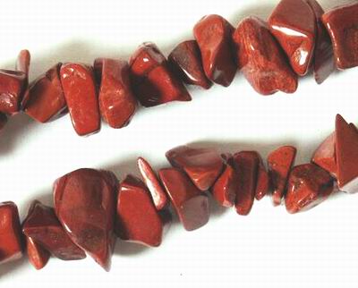 Long Deep-Red Jasper Chip Bead Strand
