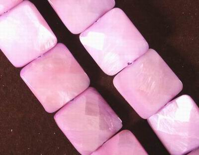 Faceted Pink Rectangle Mother-of-Pearl Bead Strand