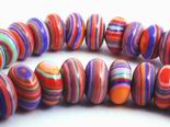 90 Dramatic Striped 8mm Rainbow Calsilica Rondell 