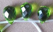 Enchanting Faceted Peridot Quartz Teardrop Bead Strand