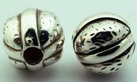 Large Silver Walnut Bead Spacers