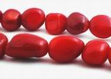 Sensuous Deep Red Coral Nugget Beads