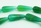 Slinky Long Green Carnelian Teardrop Beads