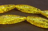 Long Tri-Tube Yellow Amber Beads - 36mm x 10mm