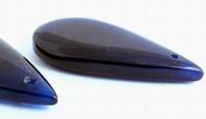 2 Long Seductive Deep Blue Agate Teardrop Beads - 50mm x 25mm