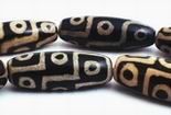 12 Mysterious Agate 9-Eye Dzi Barrel Beads - 29mm x 10mm