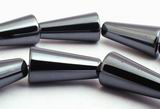 25 Shiny Black Cone Hematite Beads - 16mm