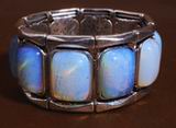 Chunky Heavy Silver Moonstone Bracelet 