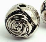 6 Shiny Silver Rose Bead Spacers