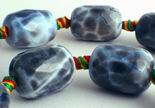 Distinctive Faceted Slate Grey Crab Fire Agate Barrel 