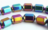 New Aurora Borealis Hematite Hexagonal Beads - Unusual!