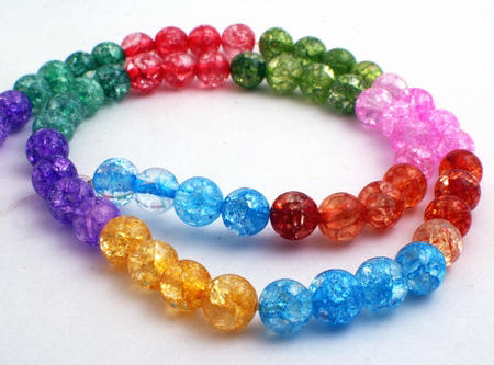 Unusual Rainbow Crackle Glass Beads - 6mm